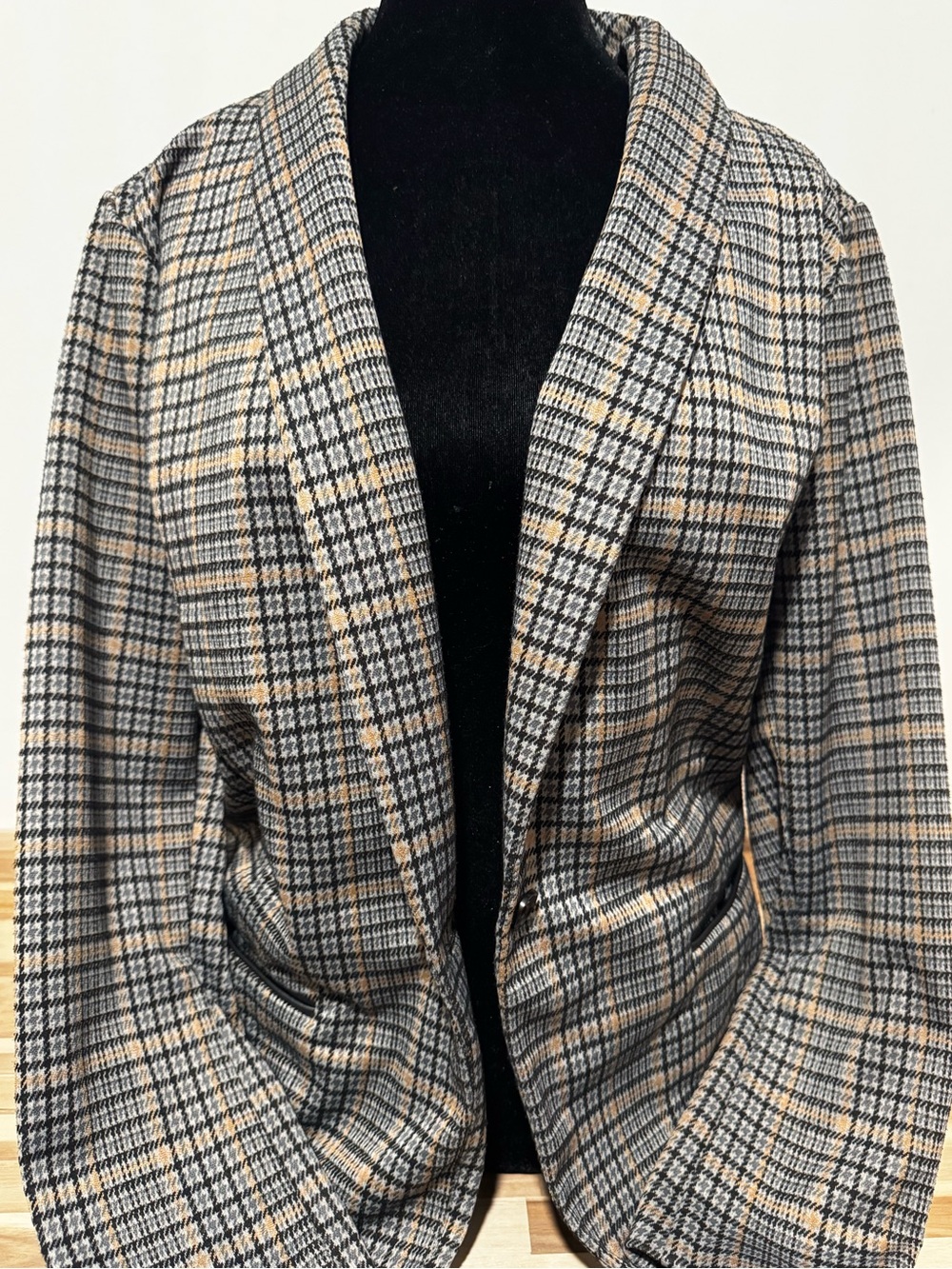 Classic Neutral Plaid Knit Blazer Jacket | Apt. 9 | XL